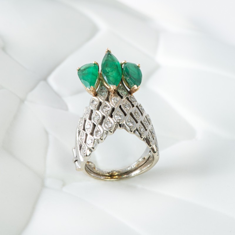 Anello vintage diadema  smeraldi